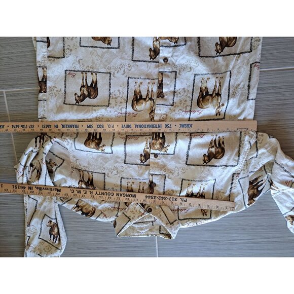 Bit & Bridle Western Horse Button-Down Shirt XL Equestrian Blouse Tan Women's - Picture 8 of 10